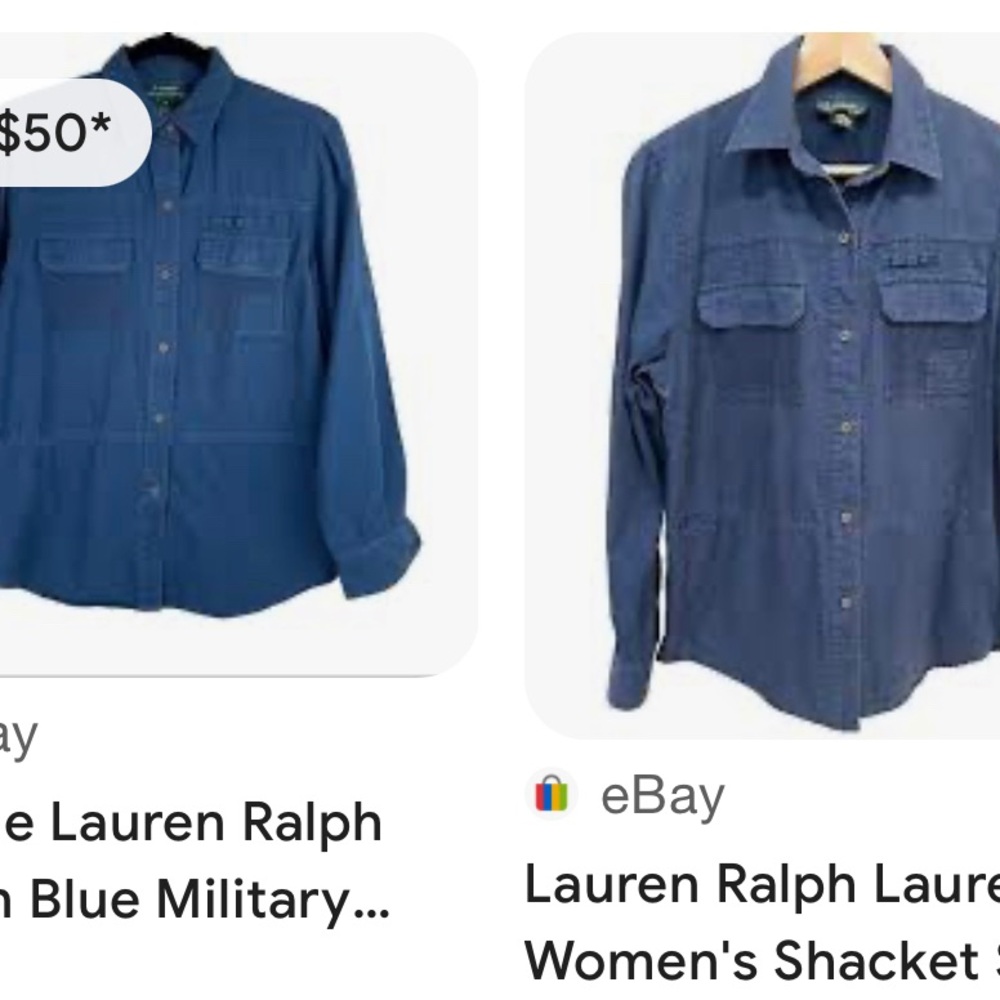 Lauren by Ralph Lauren Navy Blue Petite Roll Tab Button Up Classic Vintage Shirt - Picture 16 of 16